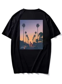 Manfinity Men Tropical And Graphic Print Tee - Black - View 1