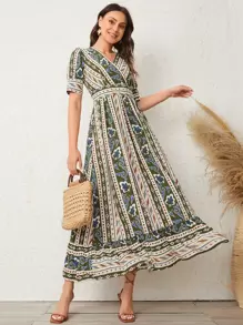 SHEIN Vestido Cremallera Tribal Bohemio - Multicolor - Ver 1