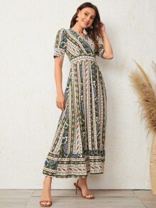 SHEIN Vestido Cremallera Tribal Bohemio - Multicolor - Ver 3