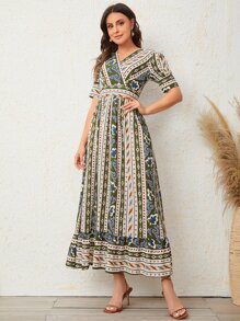 SHEIN Vestido Cremallera Tribal Bohemio - Multicolor - Ver 4