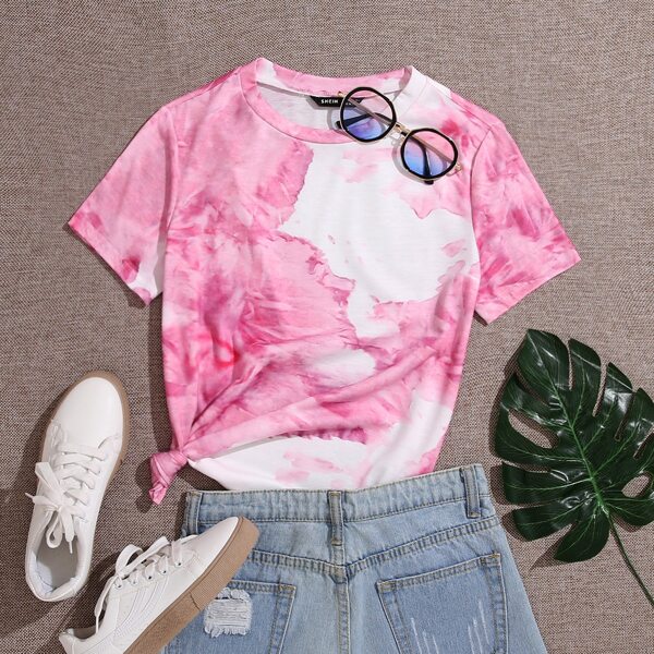 

Plus Tie Dye Short Sleeve Tee, Pink