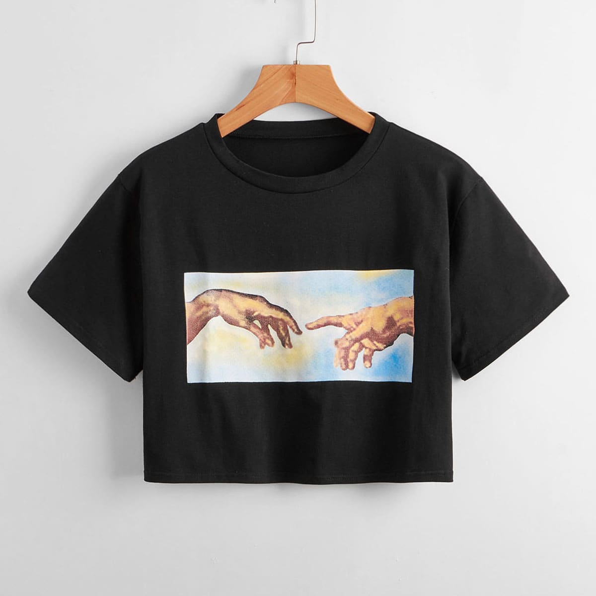 

Hand Graphic Crop Tee, Black