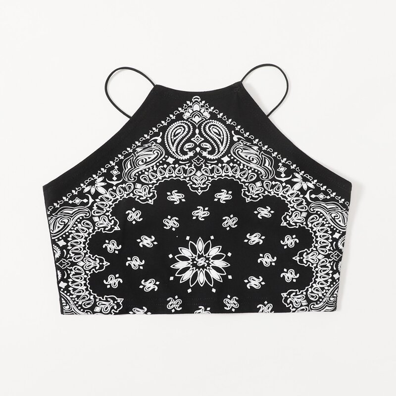

Paisley Crop Cami, Black