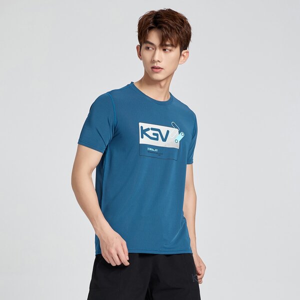 

Men Letter Graphic Sports Tee, Blue