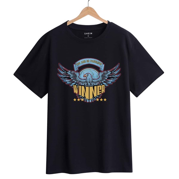 

Eagle And Slogan Graphic Tee, Black