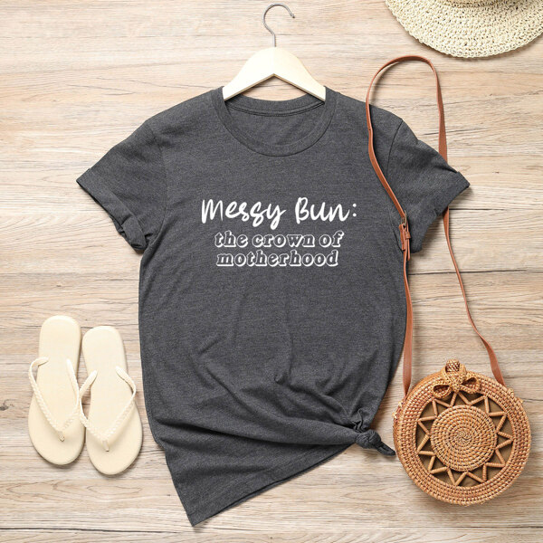 

Plus Slogan Graphic Crew Neck Tee, Dark grey
