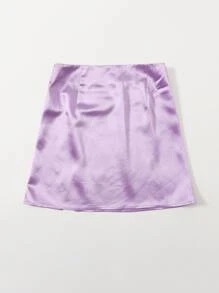 SHEIN Zip Side Slit Hem Satin Skirt