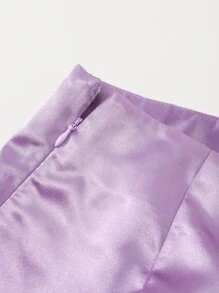 SHEIN Zip Side Slit Hem Satin Skirt