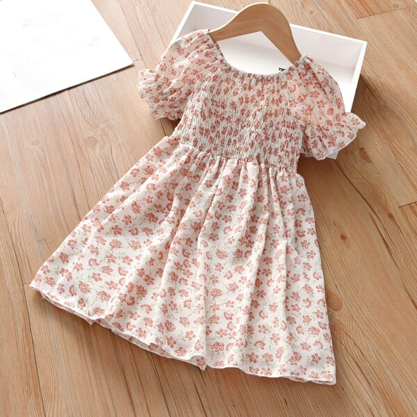 

Toddler Girls Floral Shirred A-line Dress, Multicolor