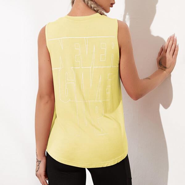 

Letter Graphic Sports Tank Top, Yellow