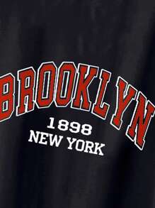 SHEIN Unity Letter Graphic Drop Shoulder Crop Tee - Black - View 3