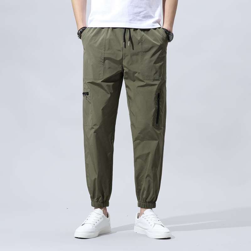 

Guys Zip Pocket Drawstring Waist Cargo Pants, Army green