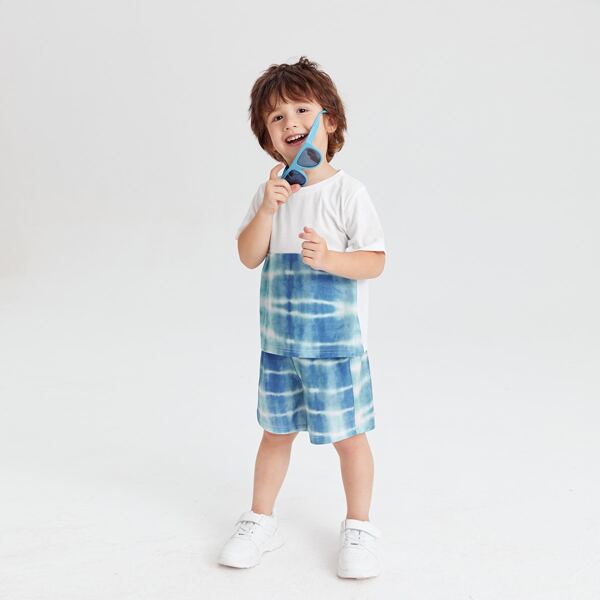 

Toddler Boys Tie Dye Tee & Shorts, Blue and white