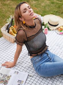 SHEIN Unity Áo nữ cắt Chấm bi Boho - màu đen - Xem 6