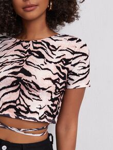 十字交叉短版T恤 - 彩色 - 查看 5