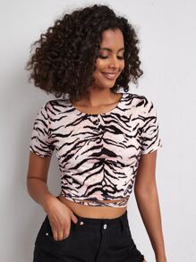 十字交叉短版T恤 - 彩色 - 查看 1