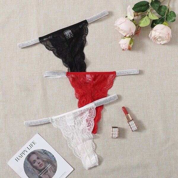 

3pack Floral Lace Panty Set, Multicolor