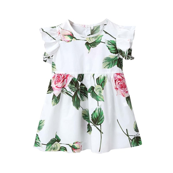 

Toddler Girls Floral Print Ruffle Trim Dress, Multicolor