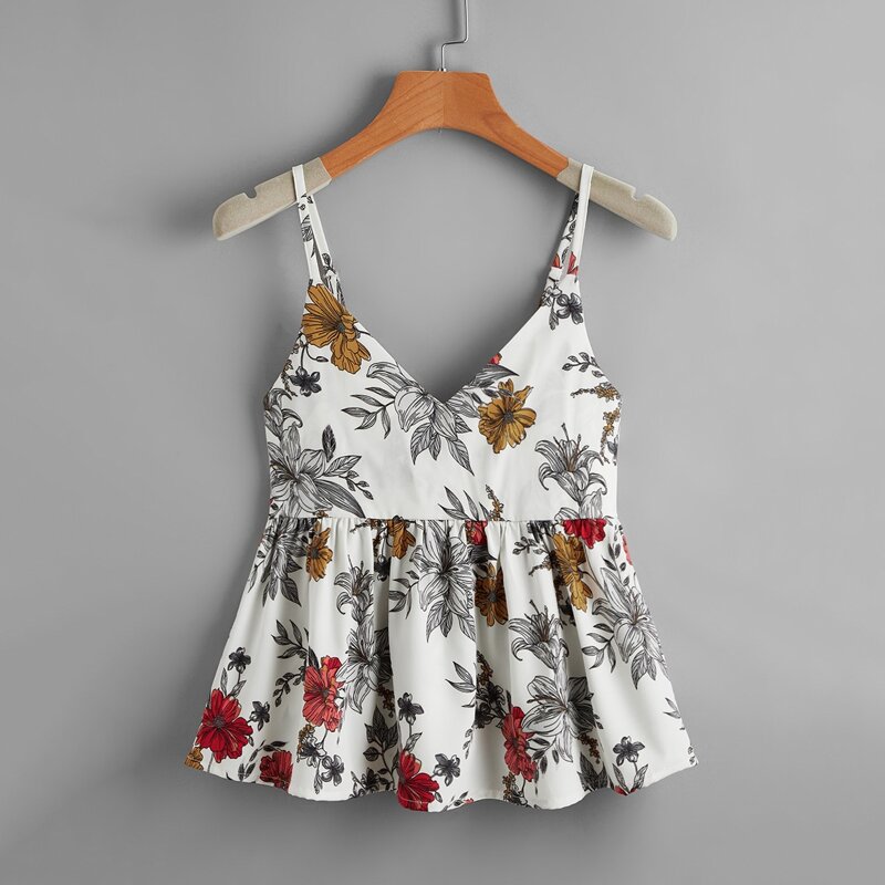 

Floral Peplum Cami, White