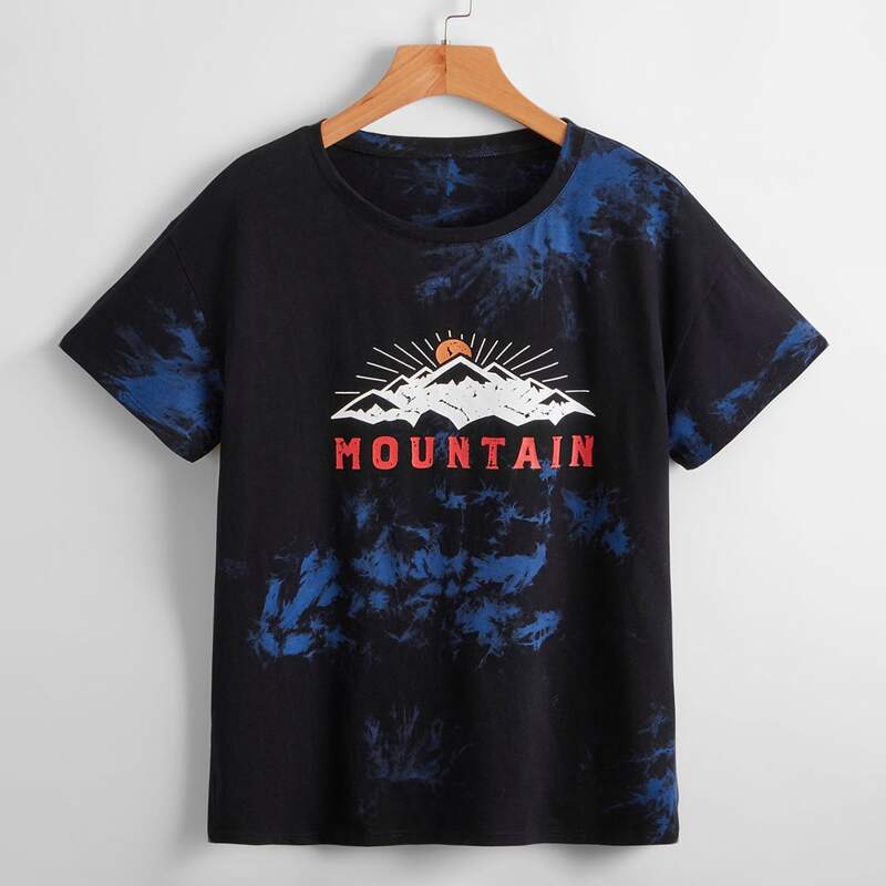

Letter Mountain Graphic Tie Dye Tee, Multicolor