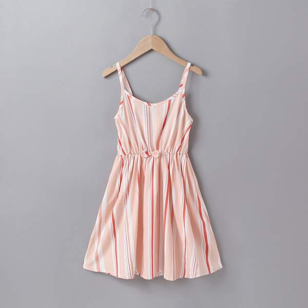 

Girls Striped Bow Detail Cami Dress, Orange