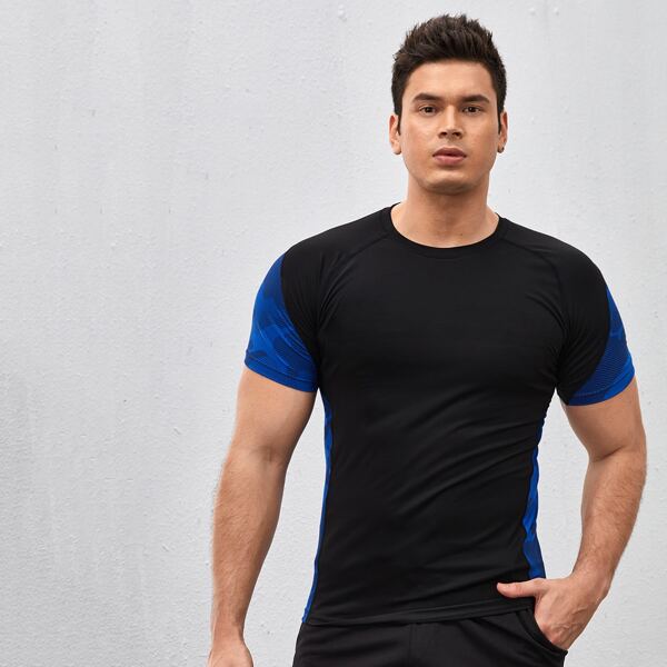 

Men 2pcs Camo Print Raglan Sleeve Sports Tee, Multicolor