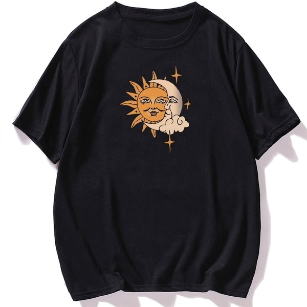

Men Graphic Round Neck Tee, Black