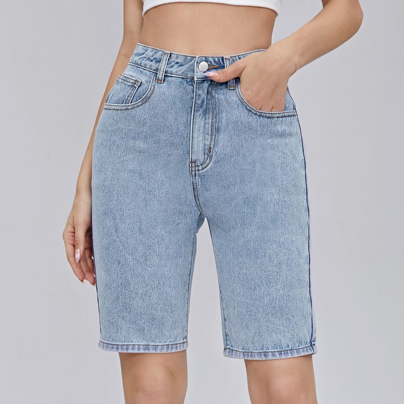 

High Waist Denim Shorts, Light wash