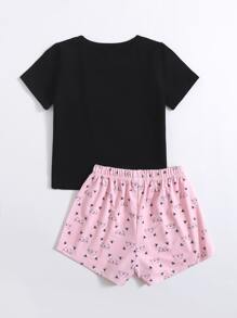 Conjunto de pijama con estampado de dibujos animados - Multicolor - Ver 2