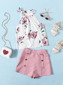 SHEIN Conjuntos para niñas Nudo Floral Elegante - Multicolor - Ver 1