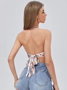 Soleia Áo hai dây Bất đối xứng Họa tiết khăn Boho - Nhiều màu - Xem 2