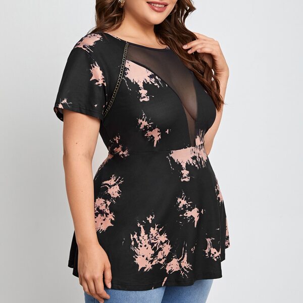 

Plus Contrast Mesh Raglan Sleeve Top, Black