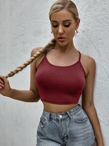 SHEIN لباس علوي مفتوح خلفي معقود مقلم دانتيل مزخرف