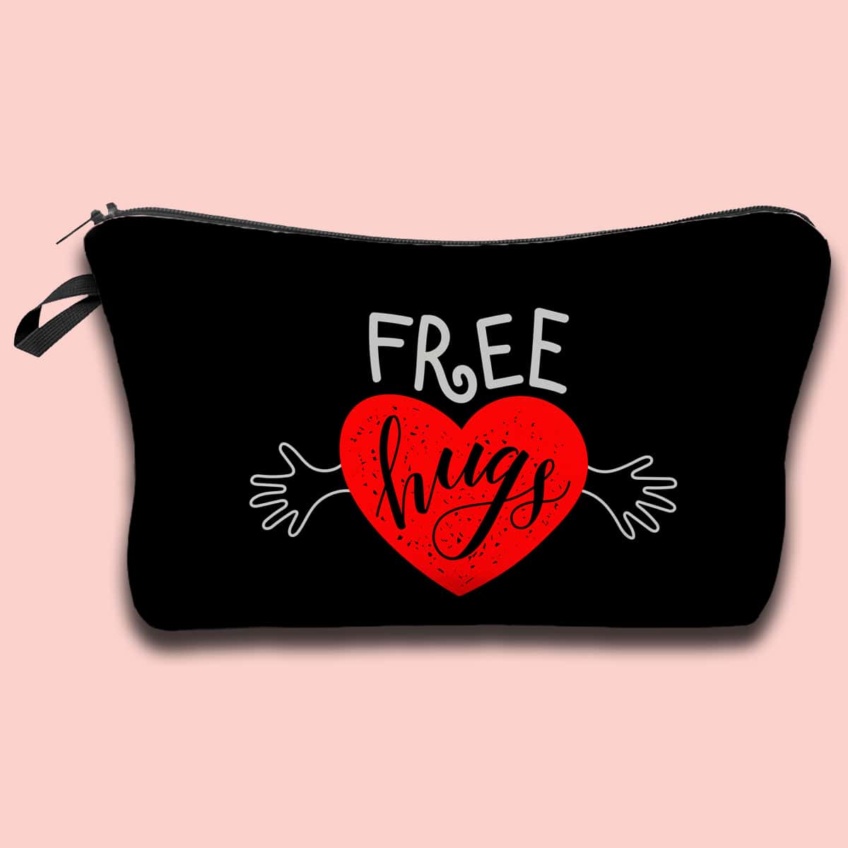 

Heart Pattern Zipper Makeup Bag, Black