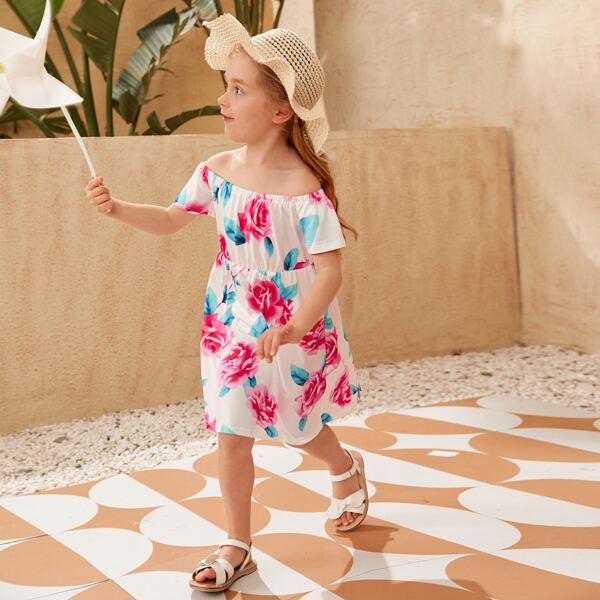 

Toddler Girls 1pc Floral Bardot A-line Dress, Multicolor