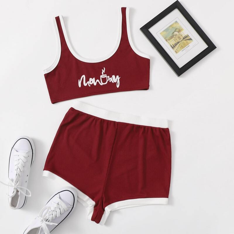 

Letter Graphic Binding Lounge Set, Burgundy