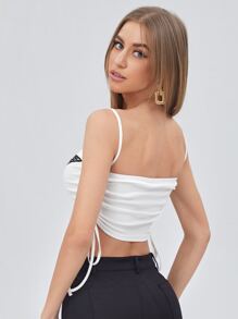 SHEIN SXY Ruched Drawstring Side Butterfly Print Crop Cami Top