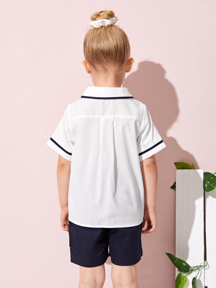 SHEIN Blusa Para Niñas Pequeñas Con Doble Botón Al Frente - Blanco - Añade 2
