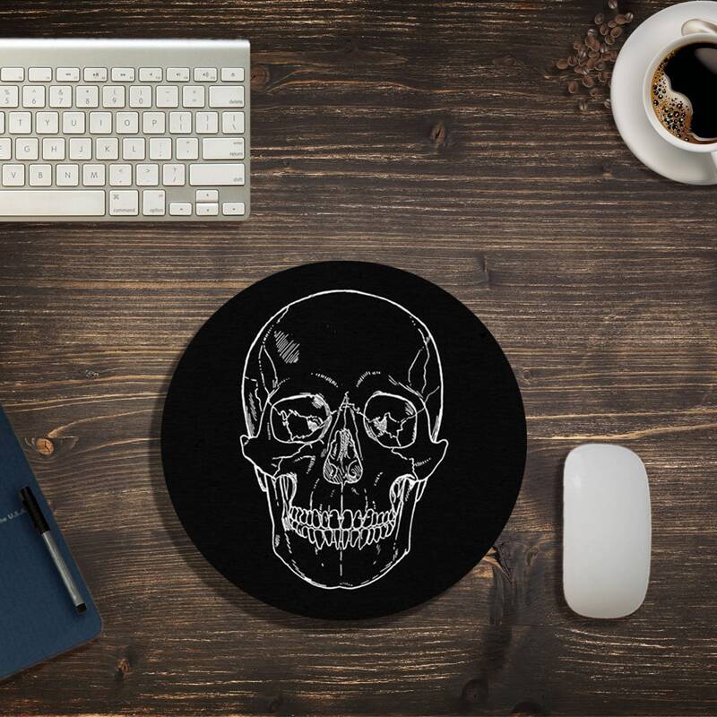 

Skull Pattern Round Mouse Pad, Black