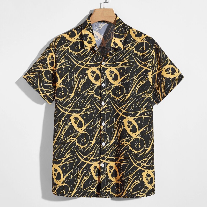 

Guys All Over Print Button Front Shirt, Multicolor