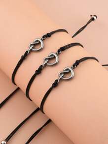 Vòng tay chi tiết 3 nút - màu đen - Xem 2