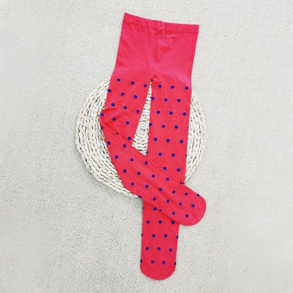 

Girls Polka Dot Print Tights, Watermelon pink
