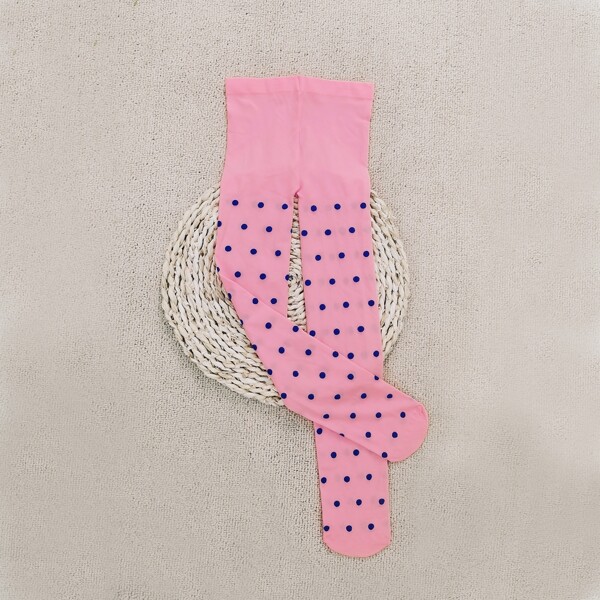 

Girls Polka Dot Print Tights, Pink