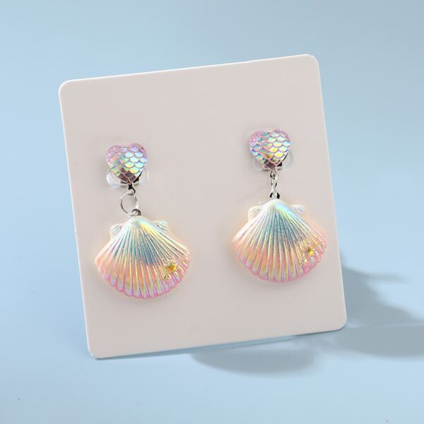 

Girls Shell Drop Earrings, Pink