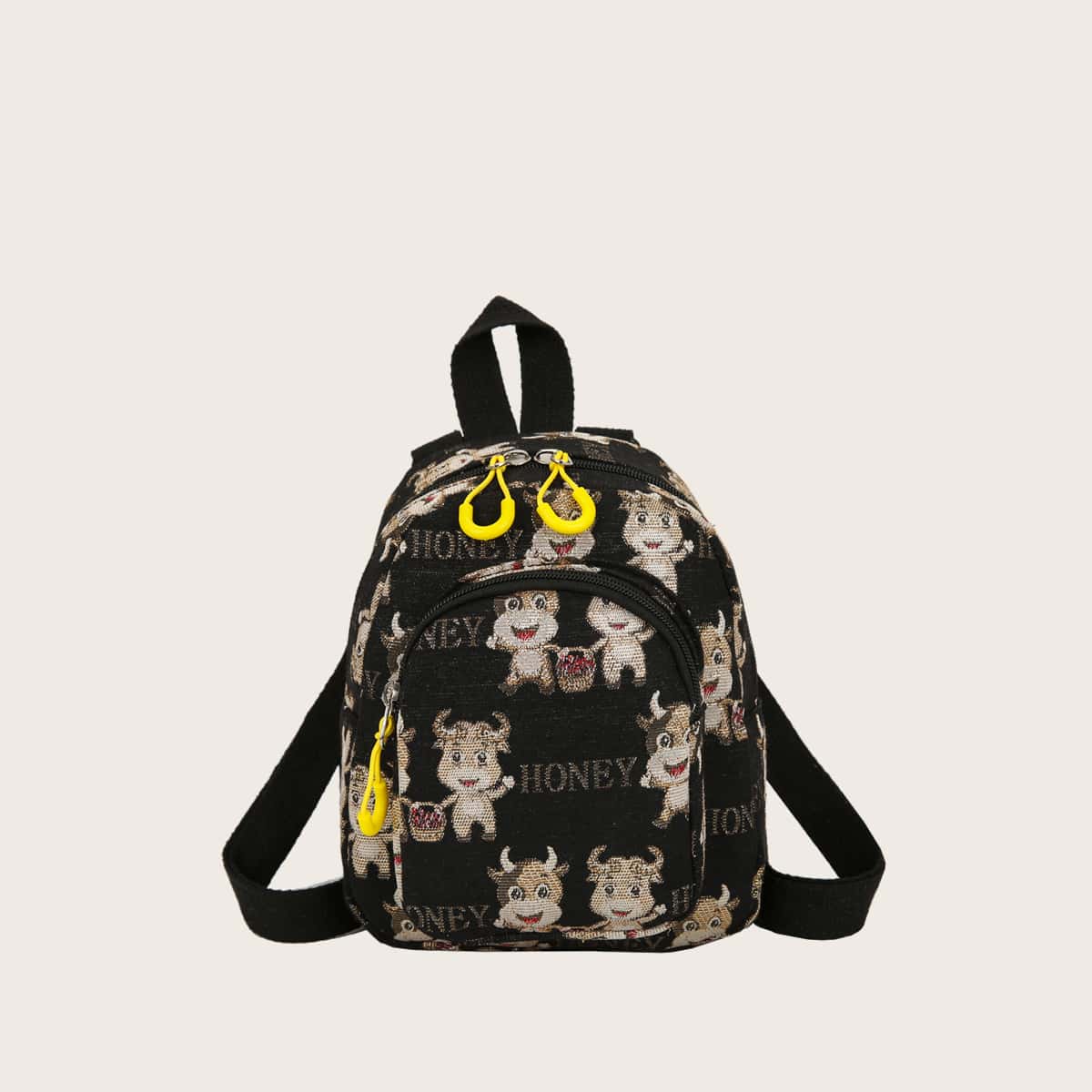 

Cartoon Cow Zip Backpack, Black and white