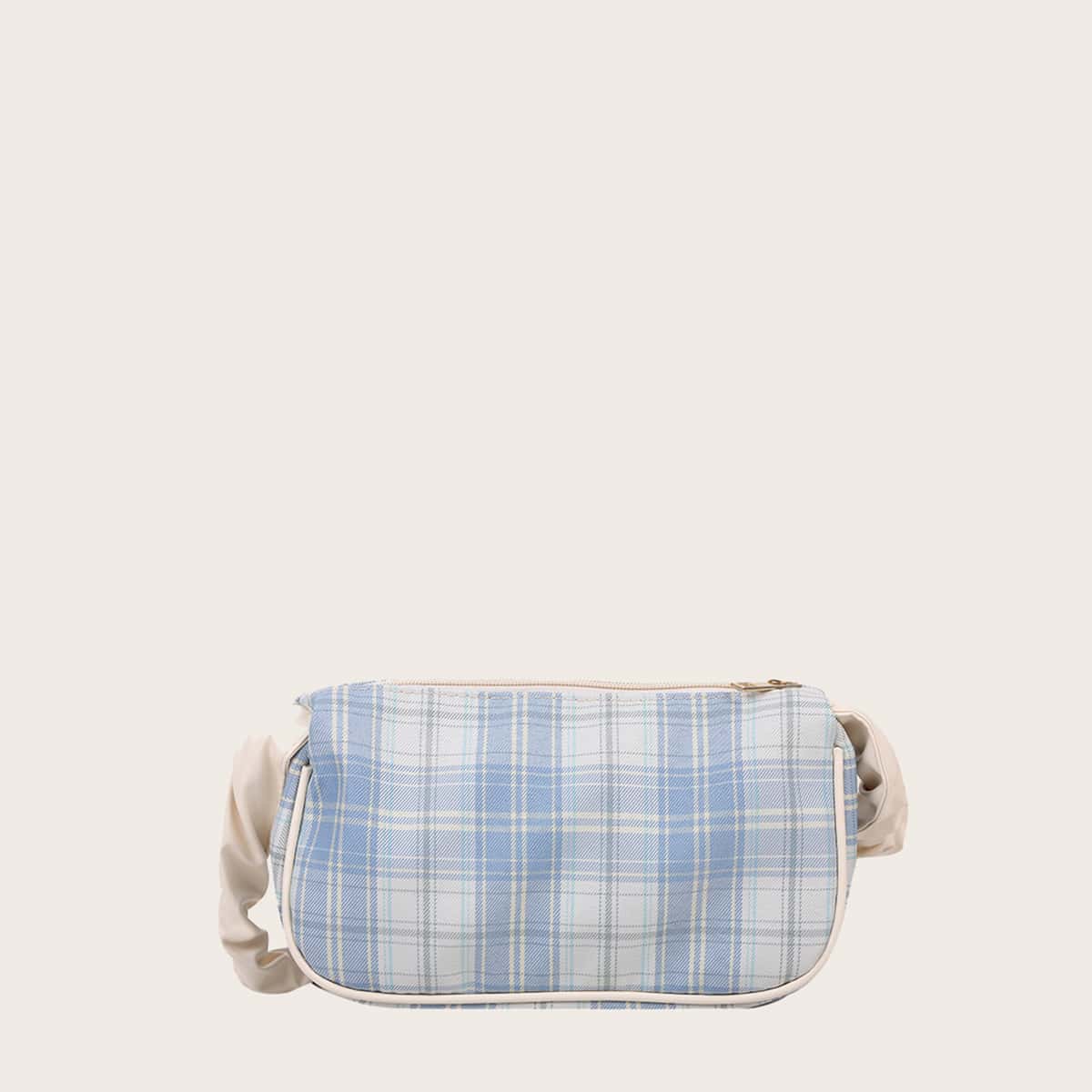 

Plaid Baguette Bag, Baby blue
