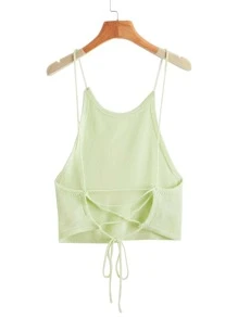 SHEIN EZwear 十字交叉繫帶針織上衣 - 薄荷綠 - 查看 1