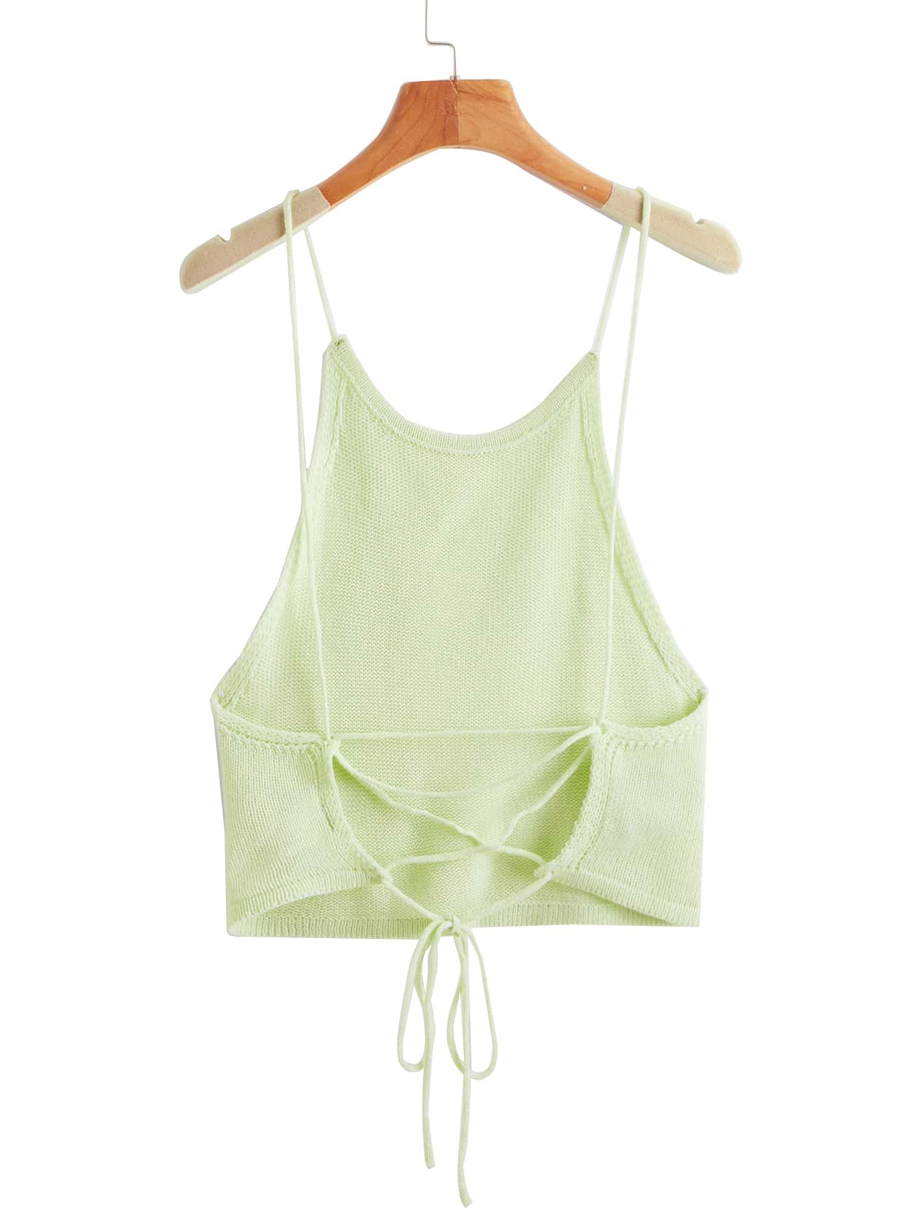 SHEIN EZwear 十字交叉繫帶針織上衣 - 薄荷綠 - 查看 1