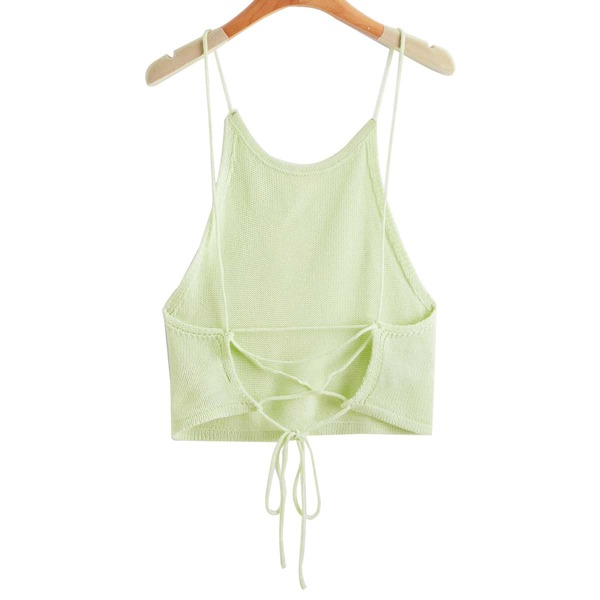 

Crisscross Tie Back Knit Top, Mint green