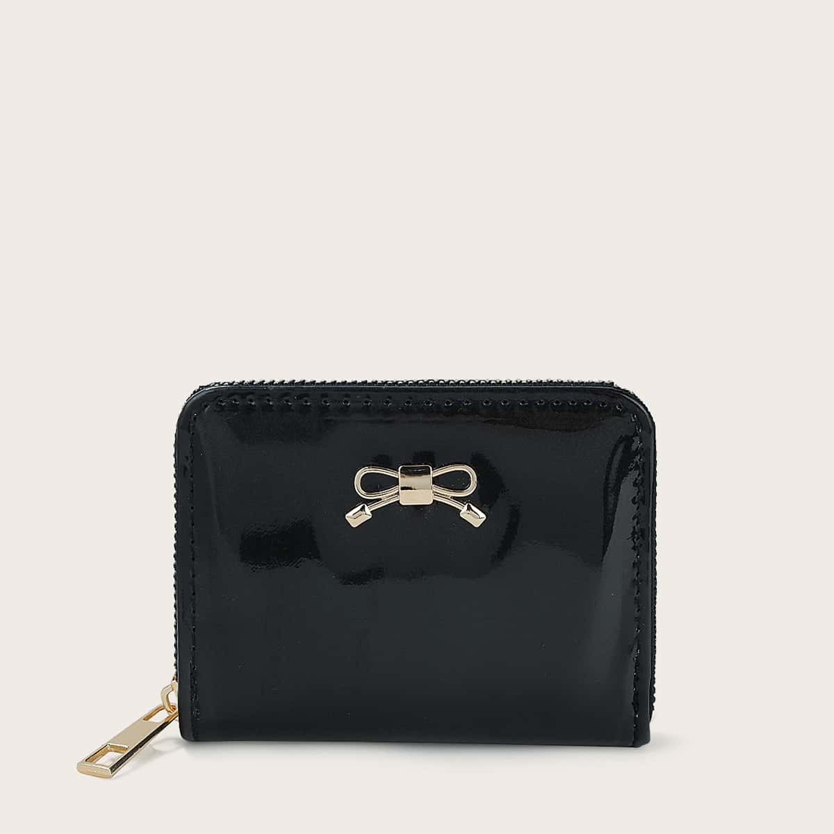 

Bow Zip Around Purse, Black